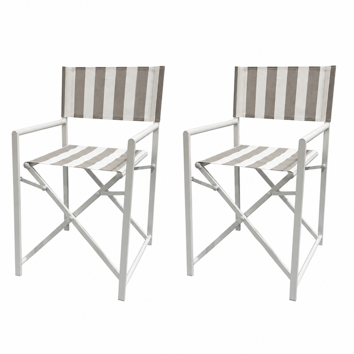 Maui Directors chairs set of 2-Taupe and white