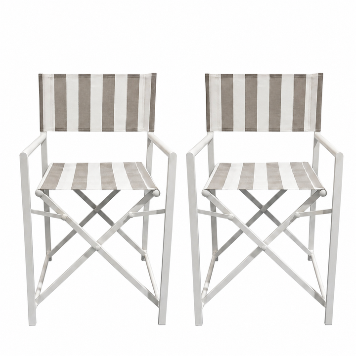 Maui Directors chairs set of 2-Taupe and white