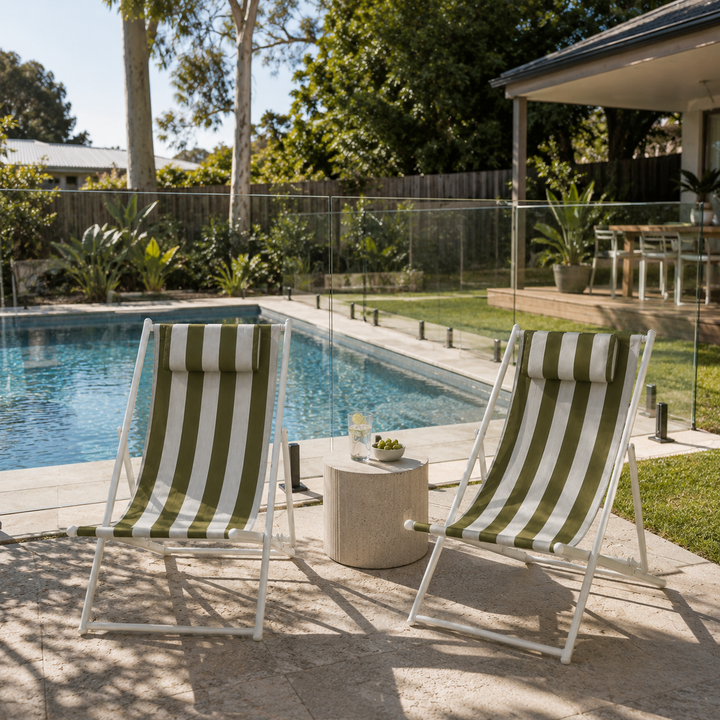 Porto Deck chairs set of 2-Green &amp; white