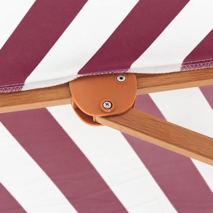 Bordeaux 3m Aluminium Umbrella with Cover - Maroon &amp; White Stripe (Timber-Look Frame)