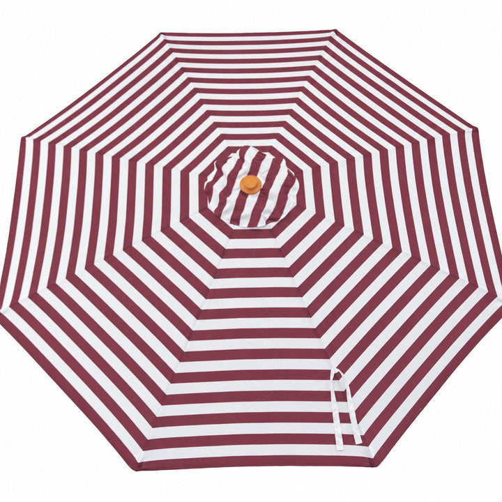 Bordeaux 3m Aluminium Umbrella with Cover - Maroon &amp; White Stripe (Timber-Look Frame)