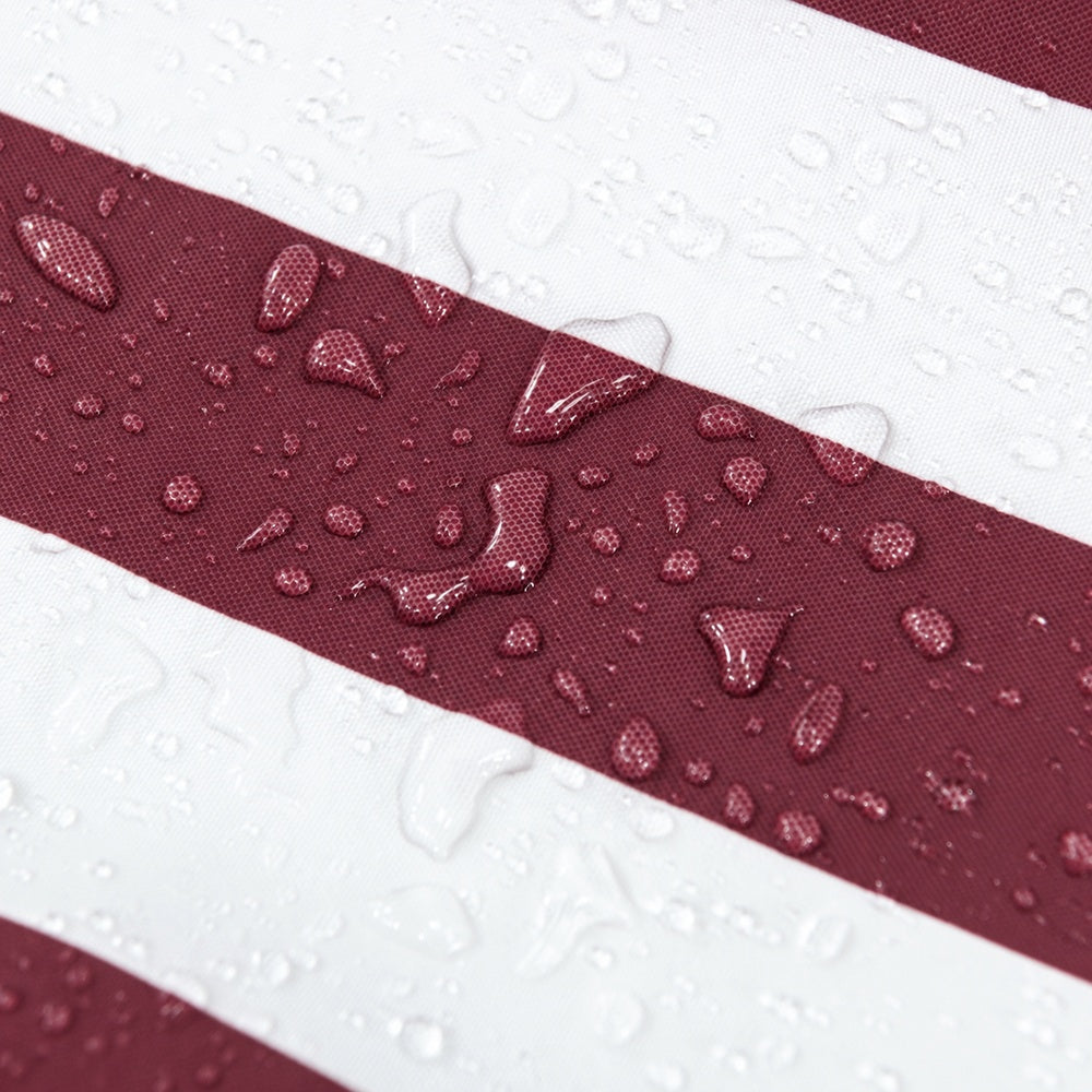 Bordeaux 3m Aluminium Umbrella with Cover - Maroon &amp; White Stripe (Timber-Look Frame)