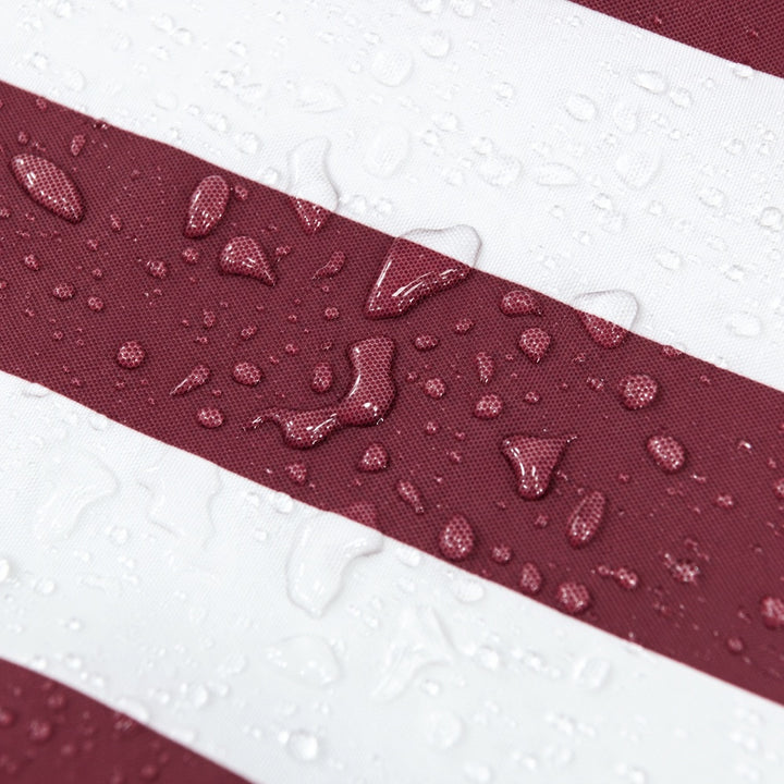 Bordeaux 3m Aluminium Umbrella with Cover - Maroon &amp; White Stripe (Timber-Look Frame)