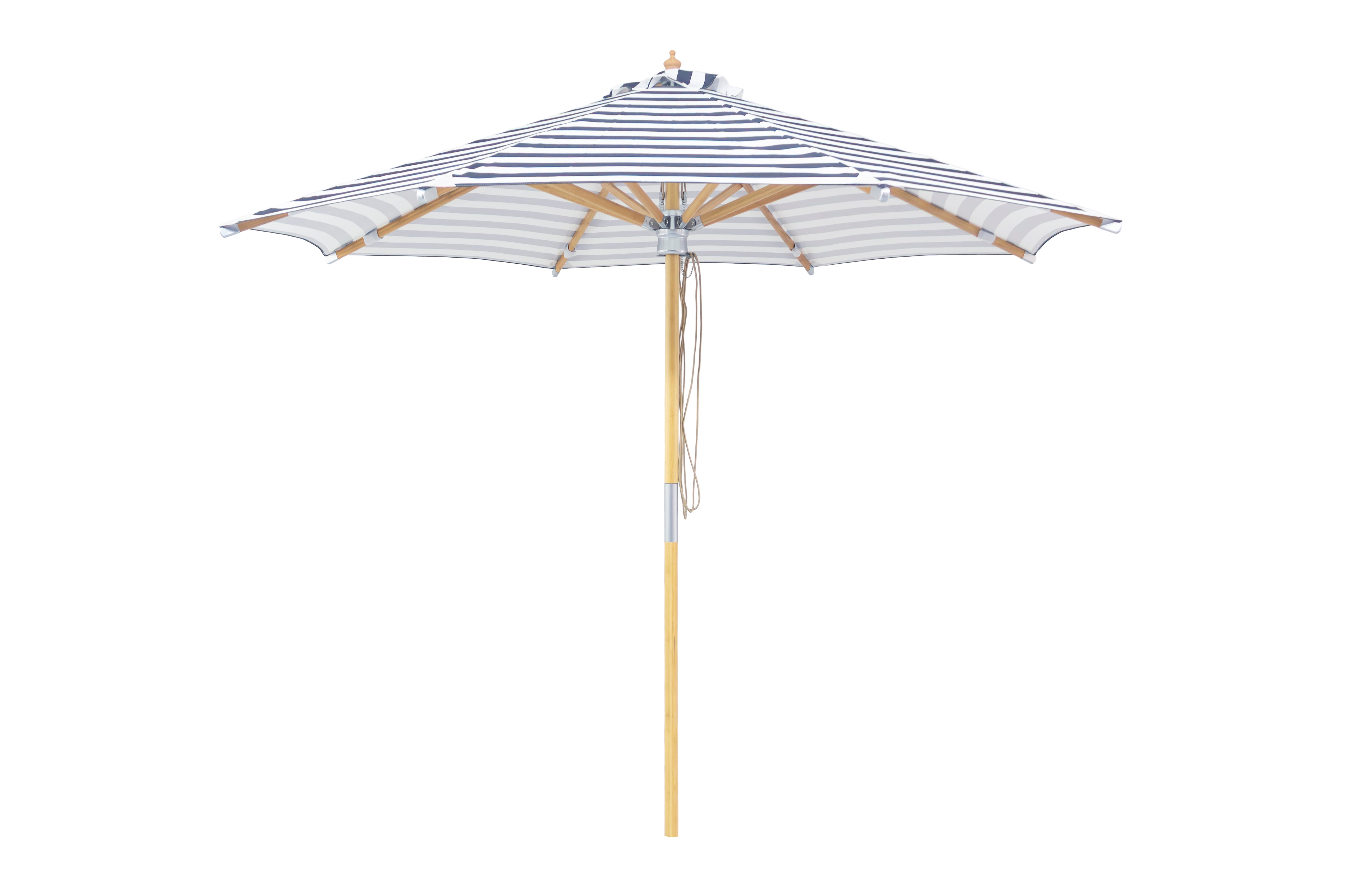 3m Deluxe Bamboo Umbrella with Cover - Black & White Stripe