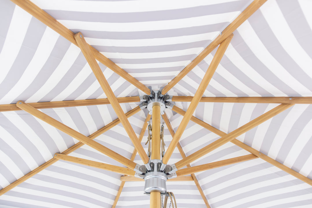 3m Deluxe Bamboo Umbrella with Cover - Black &amp; White Stripe