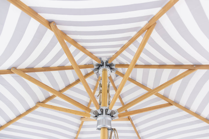 3m Deluxe Bamboo Umbrella with Cover - Black &amp; White Stripe
