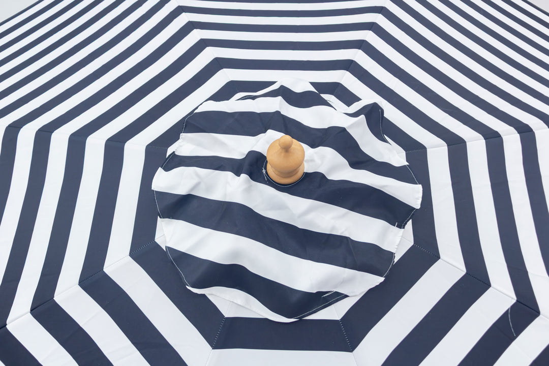 3m Deluxe Bamboo Umbrella with Cover - Black &amp; White Stripe