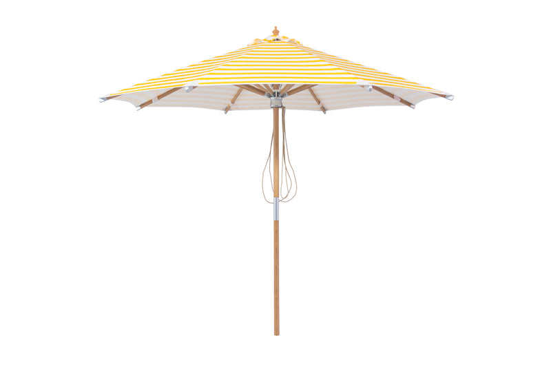 3 mt Deluxe Bamboo Umbrella with cover- Yellow and white stripe