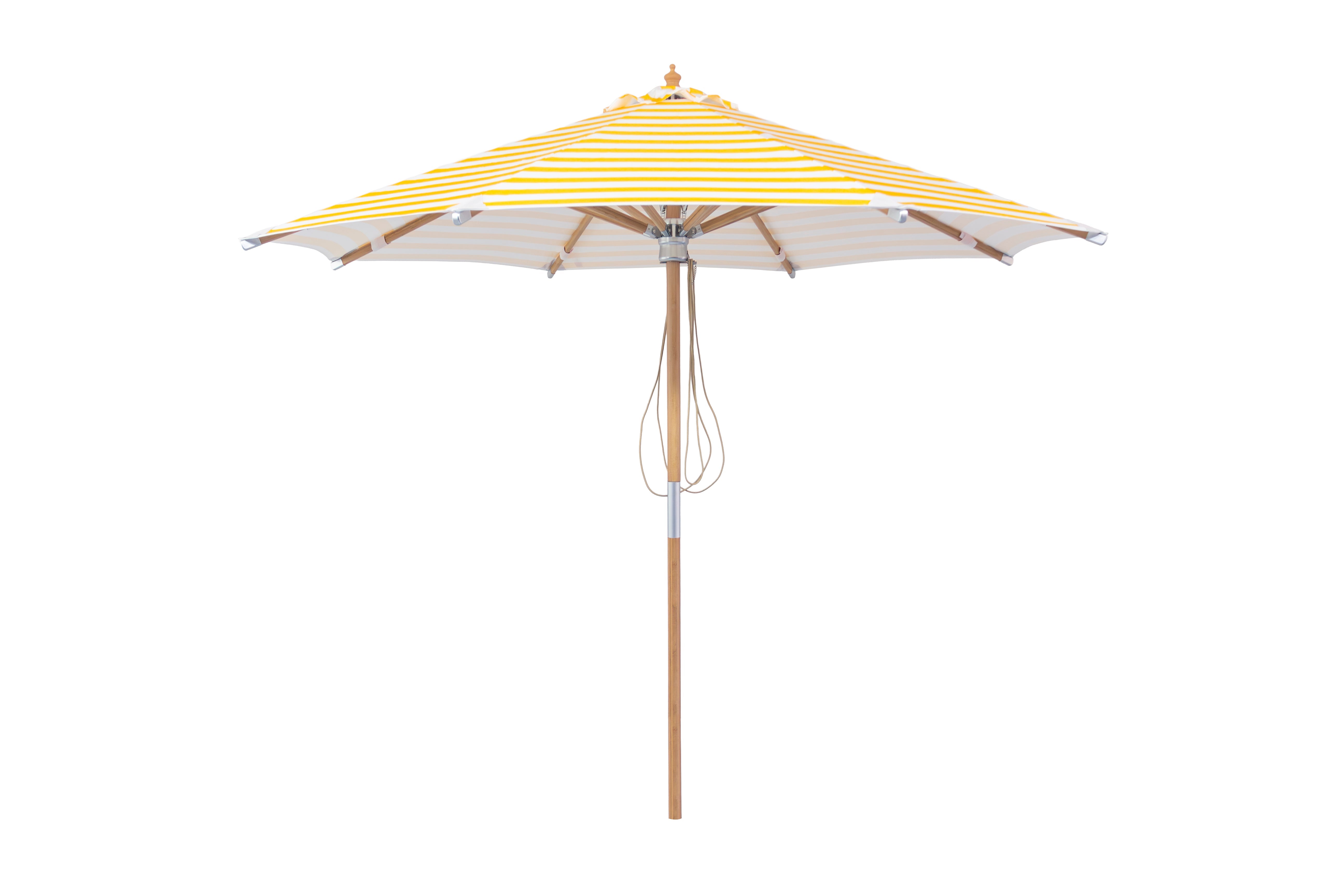 3 mt Deluxe Bamboo Umbrella with cover- Yellow and white stripe