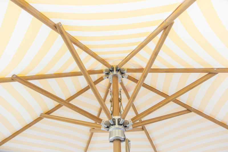 3 mt Deluxe Bamboo Umbrella with cover- Yellow and white stripe