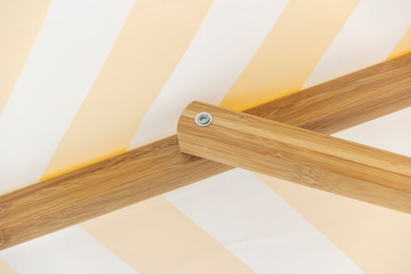3 mt Deluxe Bamboo Umbrella with cover- Yellow and white stripe