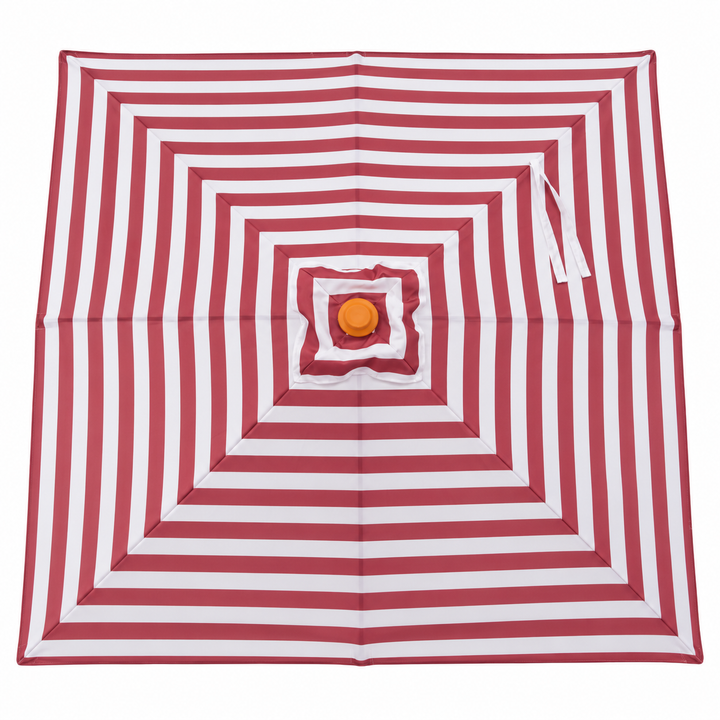 Bordeaux 2m Aluminium Umbrella with Cover - Maroon &amp; White Stripe (Timber-Look Frame) (Copy)
