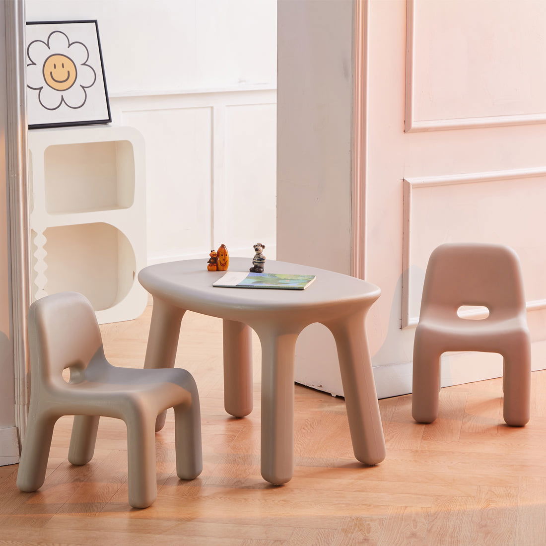 Odie Kids 3pc Table and Chair Set - Grey - Odie Home