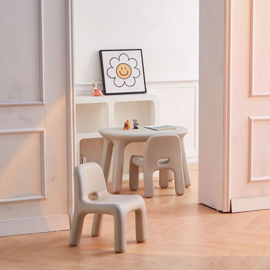Odie Kids 3pc Table and Chair Set - Grey - Odie Home