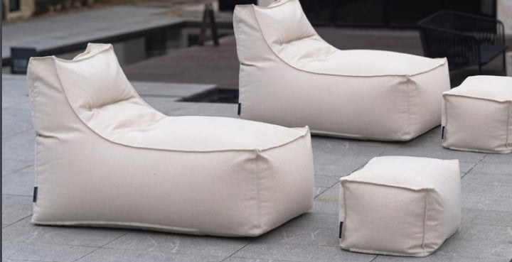 Superior Outdoor Beanbag Lounger &amp; Ottoman - Beige
