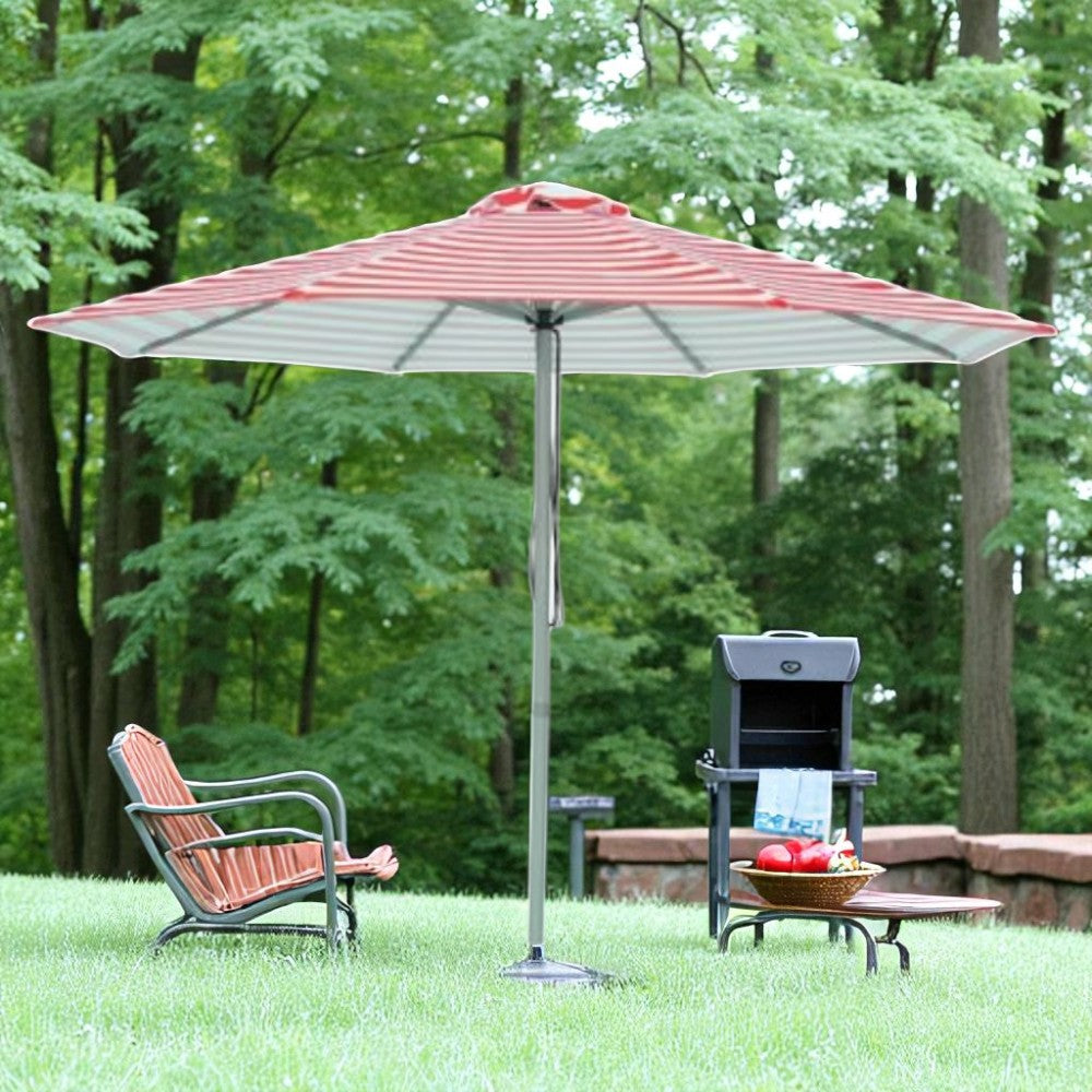 Salsa - 2m square red and white stripe aluminium umbrella with cover - Billy Fresh