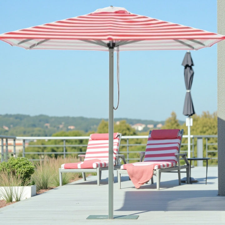 Salsa 2m Aluminium Umbrella with Cover - Red &amp; White Stripe