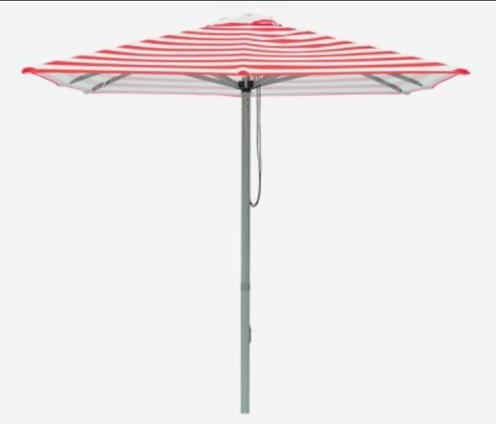 Salsa 2m Aluminium Umbrella with Cover - Red &amp; White Stripe