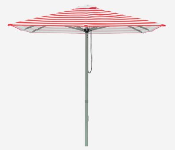 Salsa - 2m square red and white stripe aluminium umbrella with cover