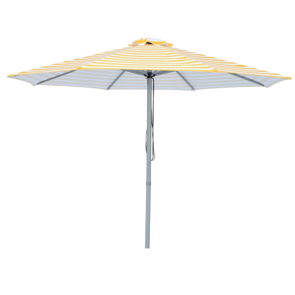 Capri - 3m diametre yellow and white stripe aluminium umbrella with cover