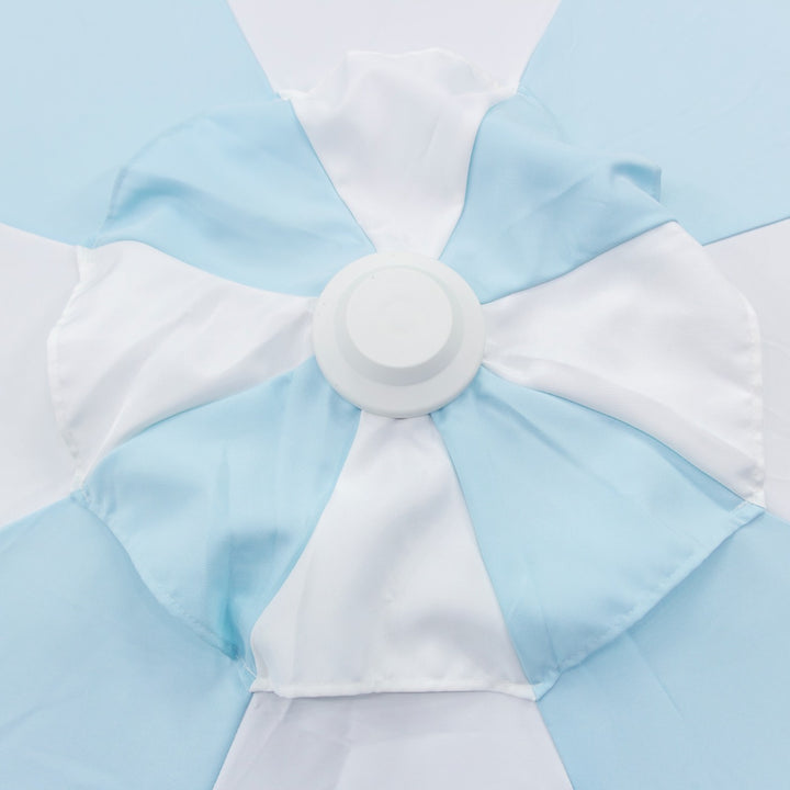 3m Multi panel Aluminium Umbrella with Scallop Edge and Cover - Blue/white with White Trim