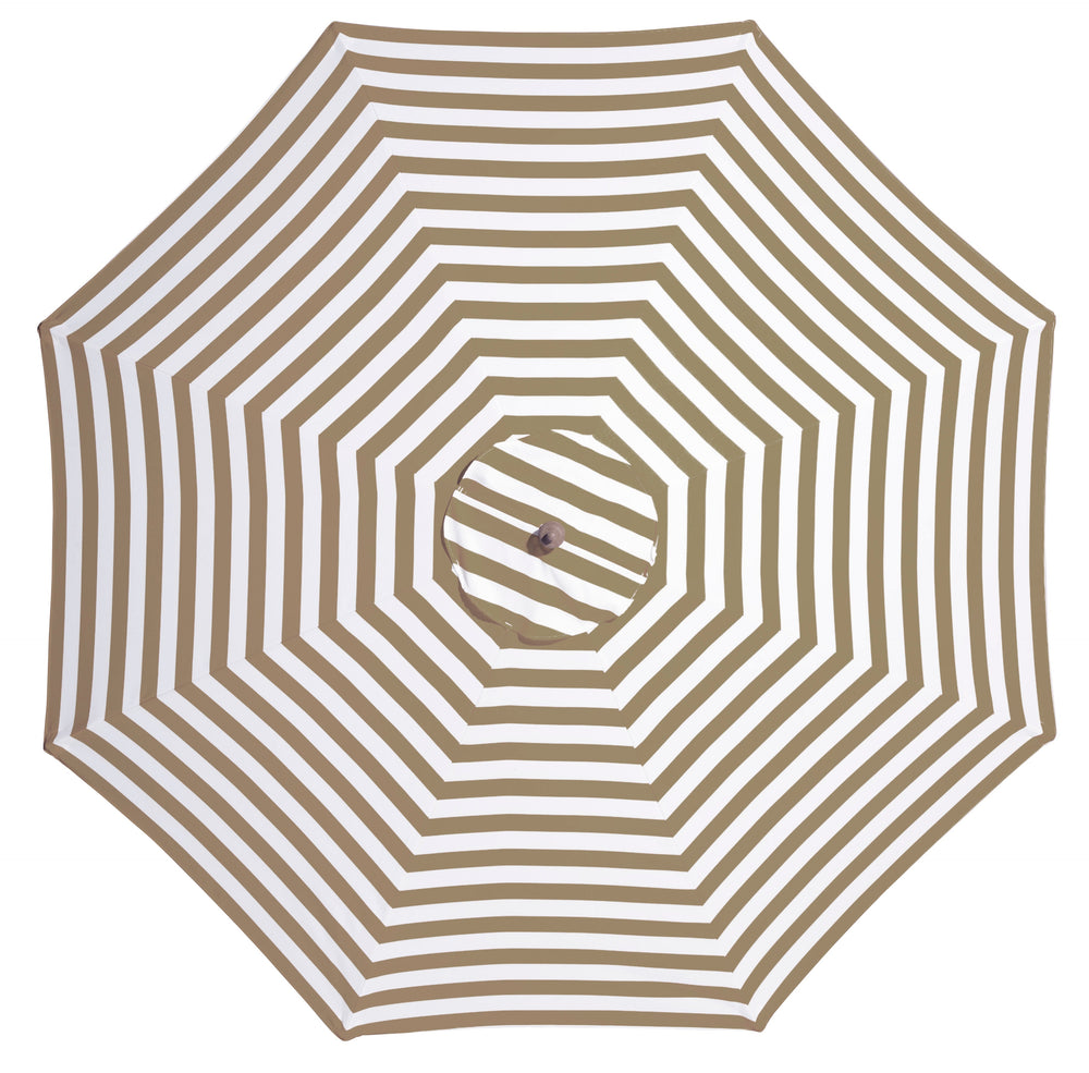 Coastal - 3m diameter taupe and white stripe umbrella with cover - Billy Fresh