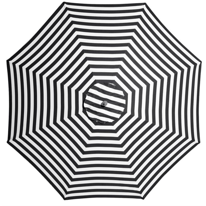 French Riviera - 3m diameter black and white stripe umbrella with cover