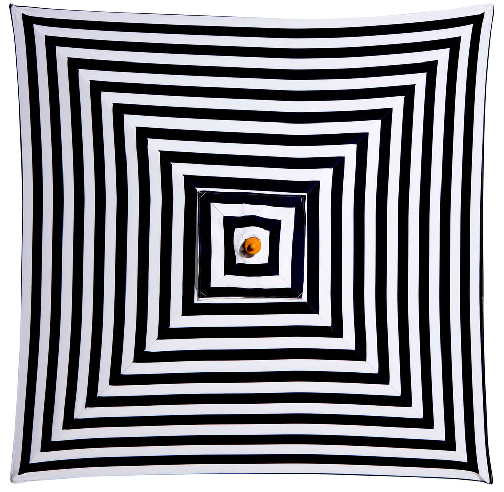 French Riviera - 2m square black and white stripe umbrella with cover - Billy Fresh