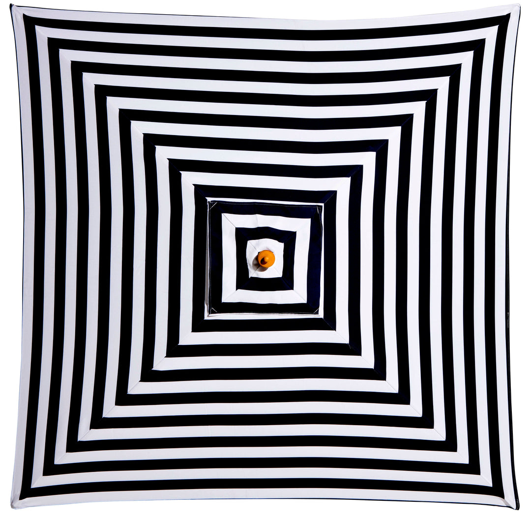French Riviera - 2m square black and white stripe umbrella with cover - Billy Fresh