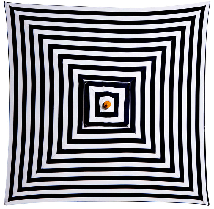 French Riviera - 2m square black and white stripe umbrella with cover - Billy Fresh