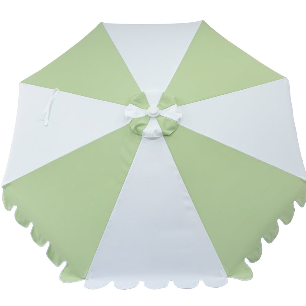 3m Multi panel Aluminium Umbrella with Scallop Edge and Cover - Green/white with White Trim
