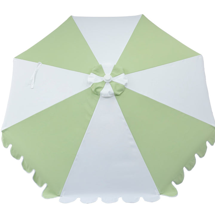 3m Multi panel Aluminium Umbrella with Scallop Edge and Cover - Green/white with White Trim