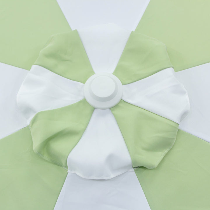 3m Multi panel Aluminium Umbrella with Scallop Edge and Cover - Green/white with White Trim