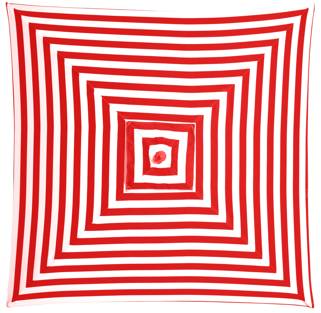 Monte Carlo - 2m square red and white stripe umbrella with cover - Billy Fresh