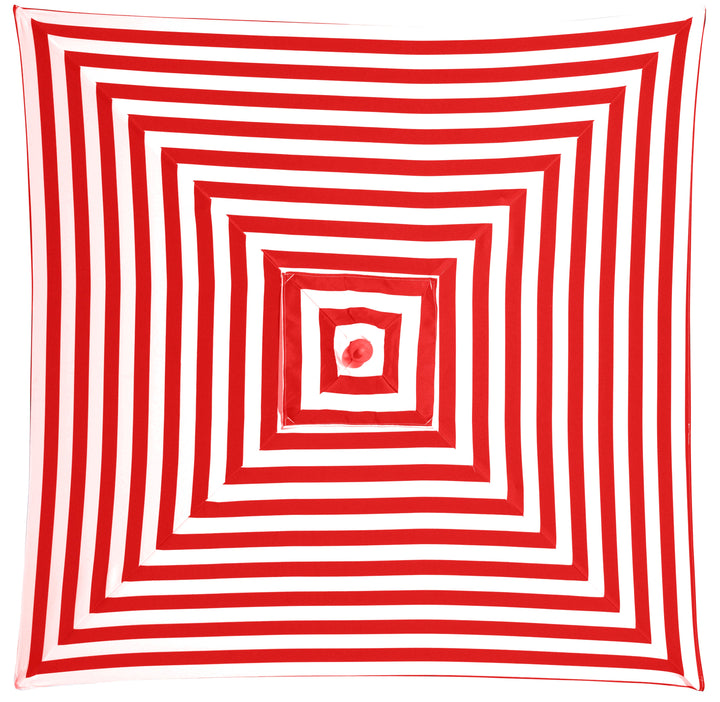 Monte Carlo - 2m square red and white stripe umbrella with cover - Billy Fresh
