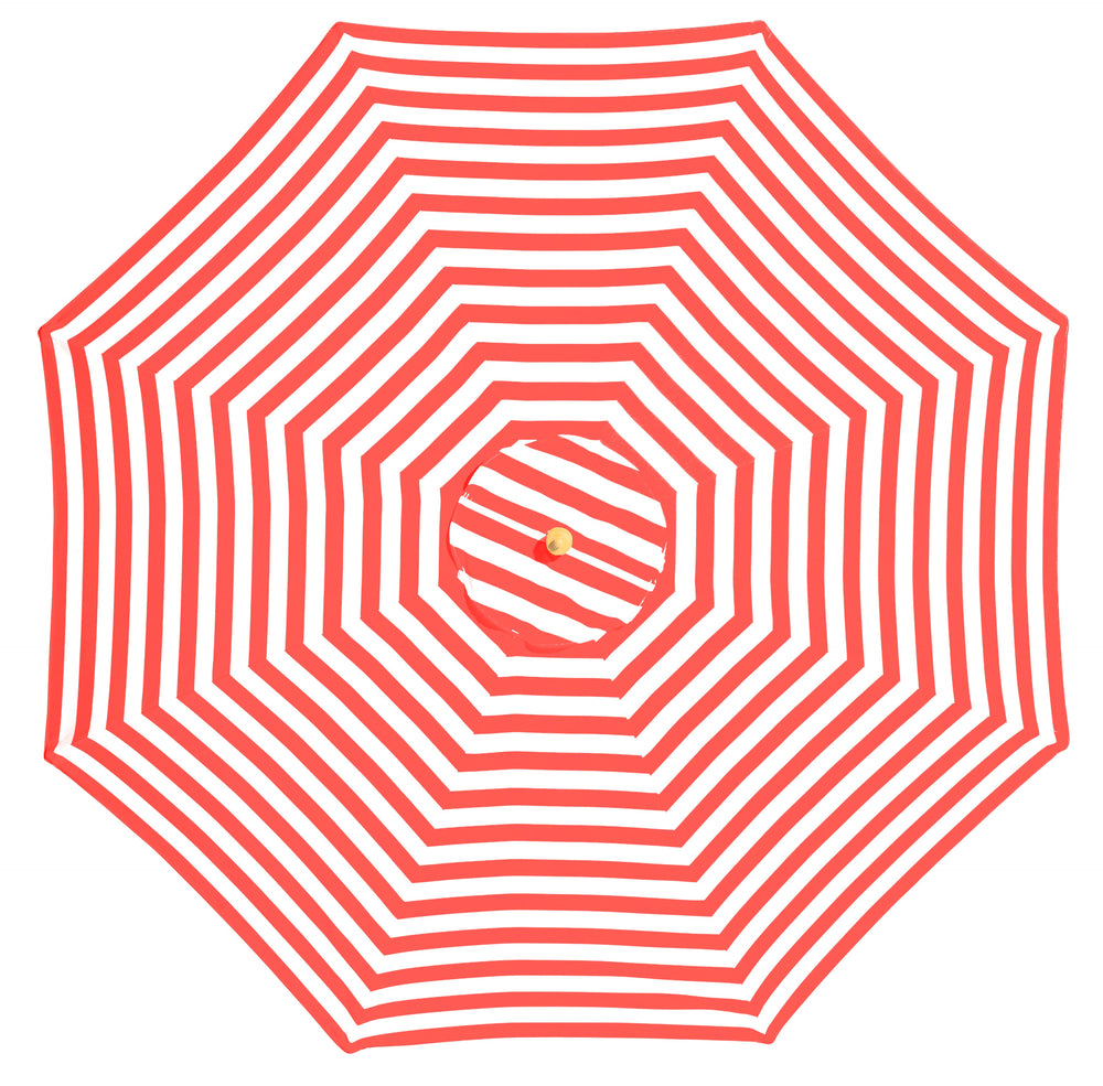 Monte Carlo - 3m diameter red and white stripe umbrella with cover - Billy Fresh