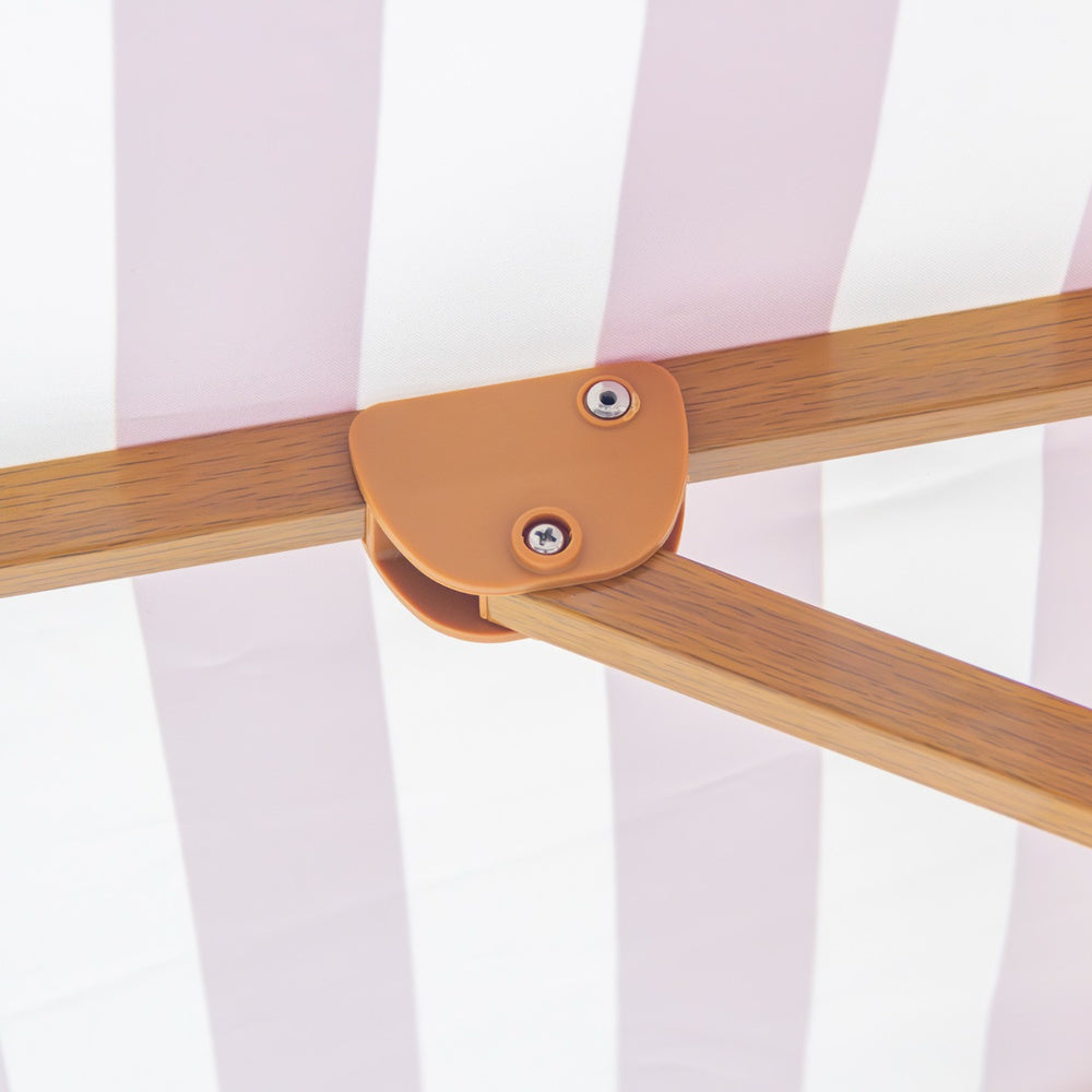 Bordeaux 2m Aluminium Umbrella with Cover - Maroon &amp; White Stripe (Timber-Look Frame) (Copy)