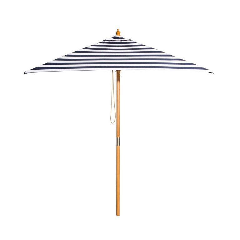 St. Tropez 2m Bamboo Umbrella with Cover - Navy &amp; White Stripe