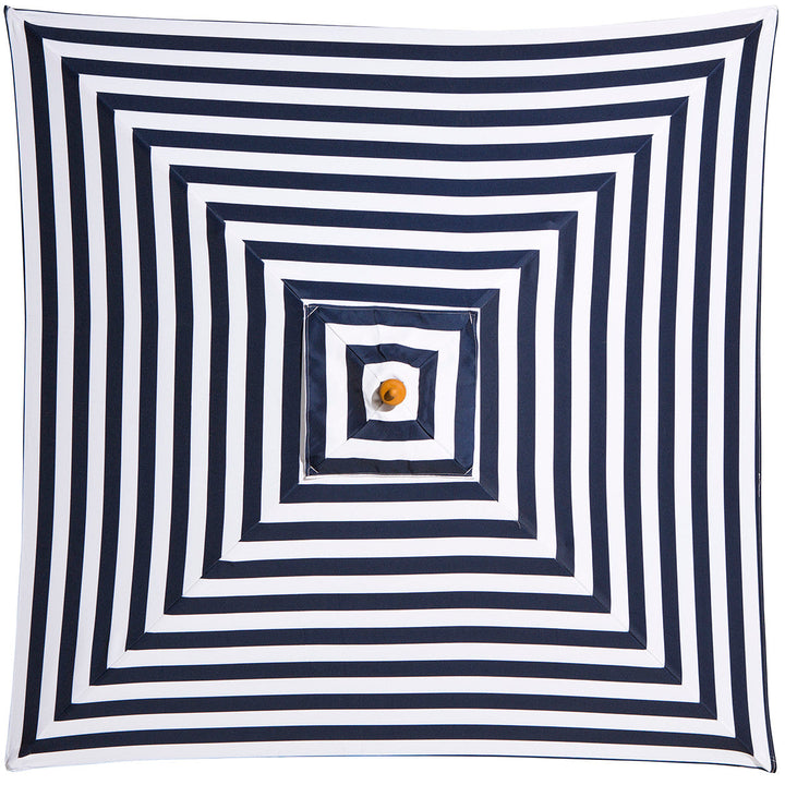 St. Tropez - 2m diameter square blue and white stripe umbrella with cover - Billy Fresh