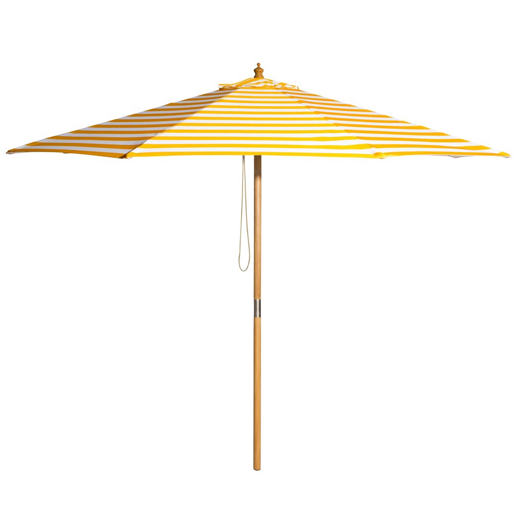 Sunny Marbella 3m Bamboo Umbrella with Cover - Yellow &amp; White Stripe