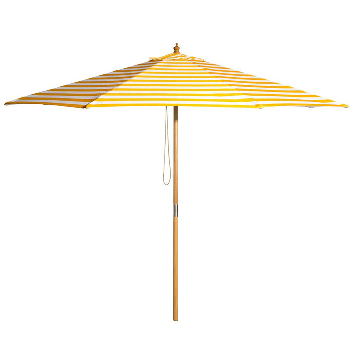 Sunny Marbella 3m Bamboo Umbrella with Cover - Yellow &amp; White Stripe