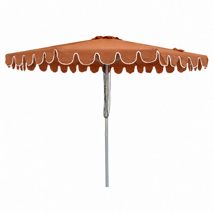 Rust 3m Aluminium Umbrella with Scallop Edge and Cover - Rust with White Trim