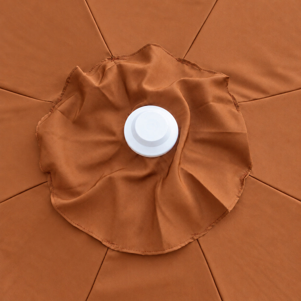 Rust 3m Aluminium Umbrella with Scallop Edge and Cover - Rust with White Trim