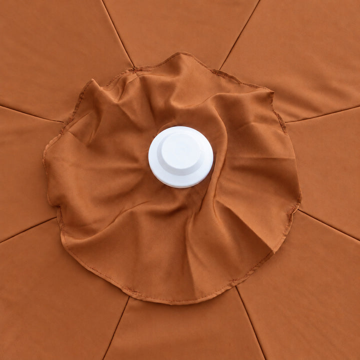 Rust 3m Aluminium Umbrella with Scallop Edge and Cover - Rust with White Trim