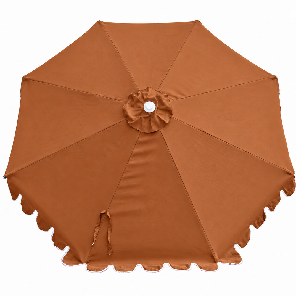 Rust 3m Aluminium Umbrella with Scallop Edge and Cover - Rust with White Trim