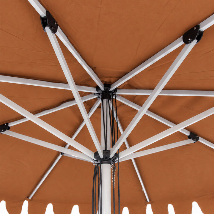 Rust 3m Aluminium Umbrella with Scallop Edge and Cover - Rust with White Trim