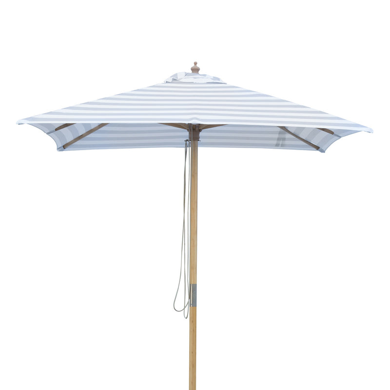 Peninsula- 2m diameter square Grey and white stripe umbrella with cover