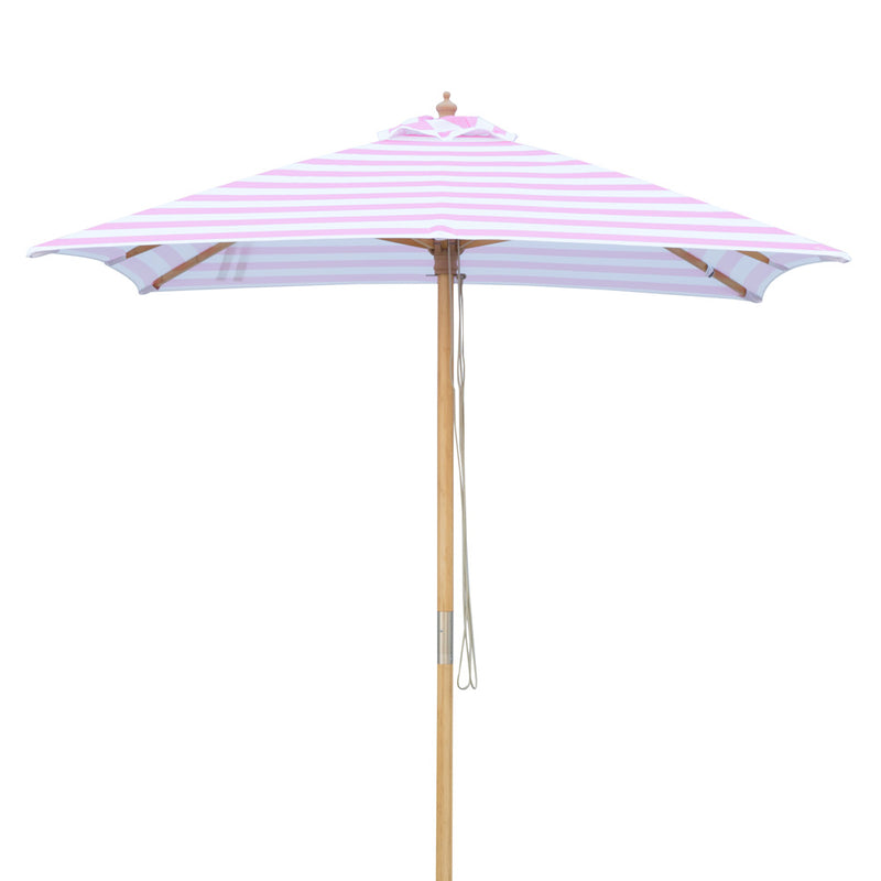 Flamingo- 2m diameter square pink and white stripe umbrella with cover