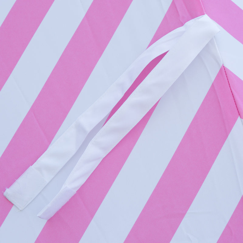 Flamingo- 2m diameter square pink and white stripe umbrella with cover