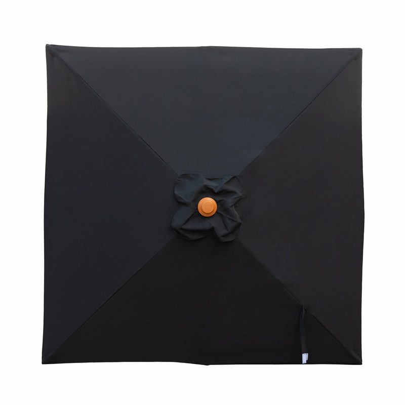 Black 2m square "timber-look" aluminium umbrella with cover